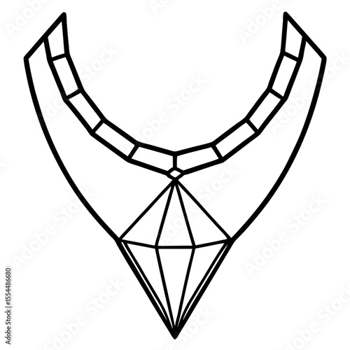 Diamond Necklace line art vector