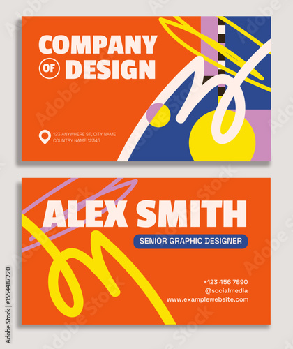 Orange Pop Art Colorful Abstract Business Card