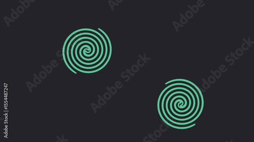 Hypnotic teal spirals against a dark background create a mesmerizing abstract pattern