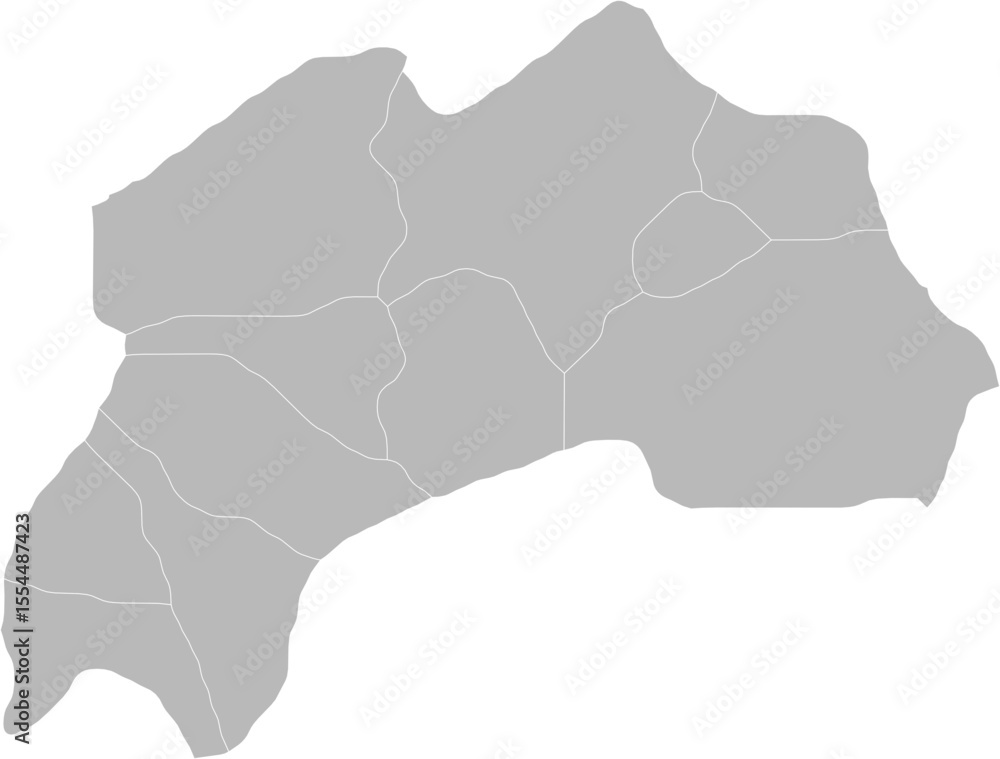 Fototapeta premium Burdur, Turkey – administrative vector map with district boundaries (Web Mercator projection, PPT-compatible & fully editable)