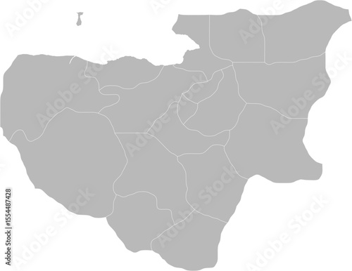 Bursa, Turkey – administrative vector map with district boundaries (Web Mercator projection, PPT-compatible & fully editable)
