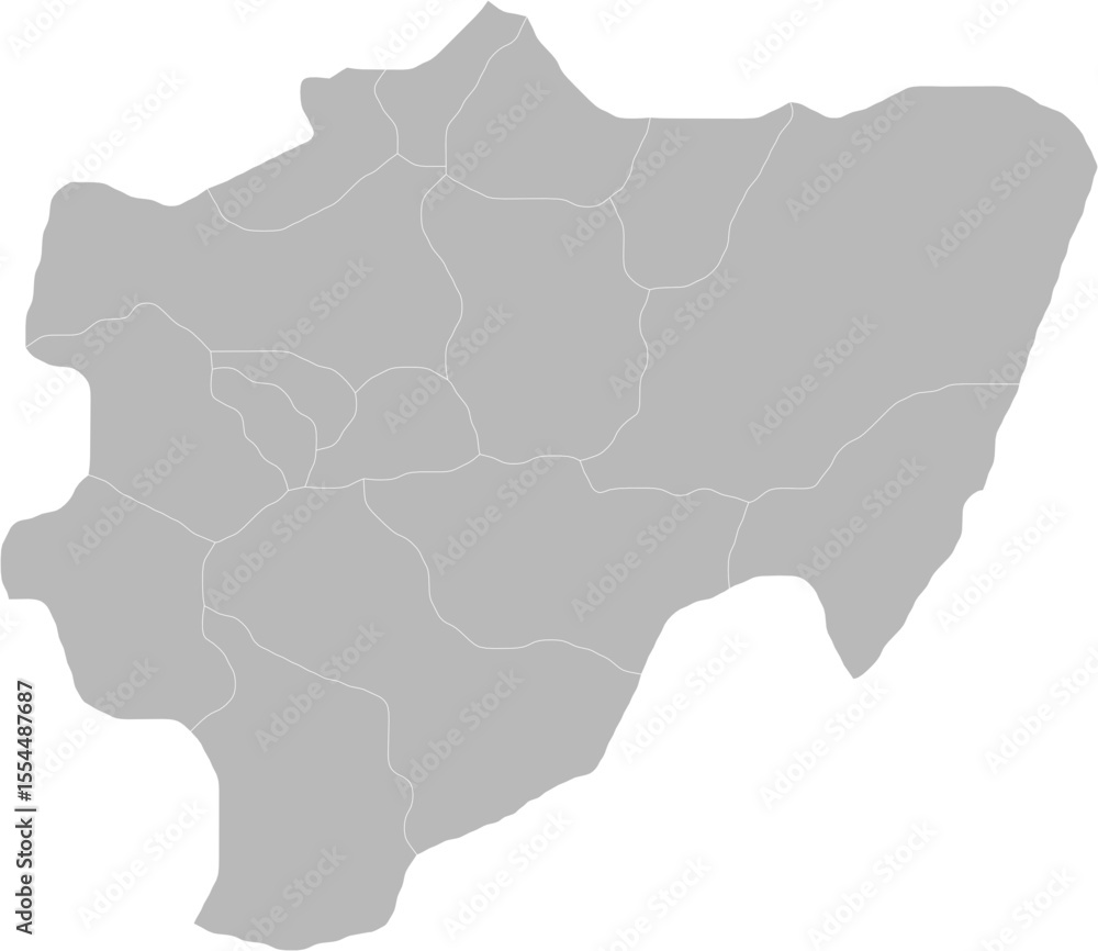 Fototapeta premium Kayseri, Turkey – administrative vector map with district boundaries (Web Mercator projection, PPT-compatible & fully editable)
