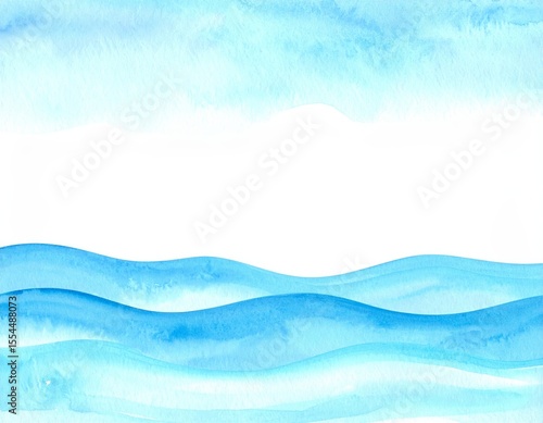 Soothing blue watercolor waves background, a serene ocean vibe for tranquil designs