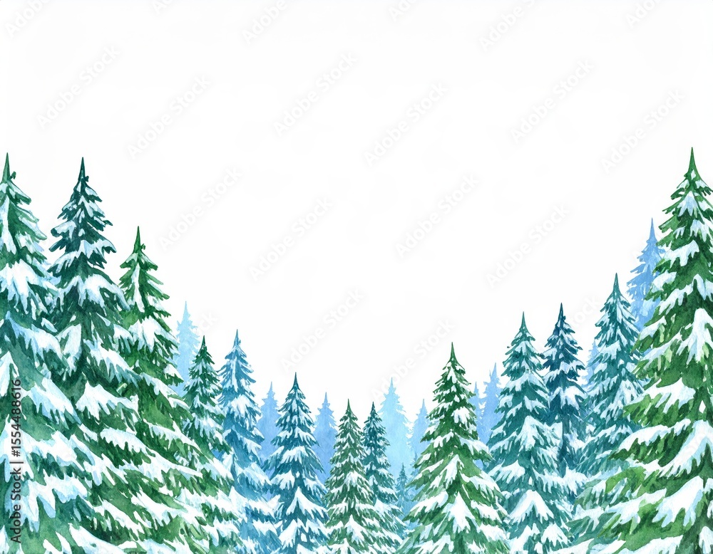 Fototapeta premium Enchanting winter wonderland, majestic snowcovered trees in a serene forest landscape