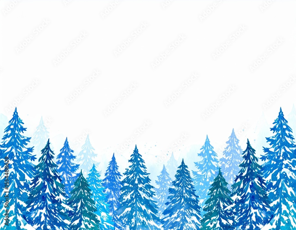 Obraz premium Elegant blue and white christmas tree border design for festive holiday decorations