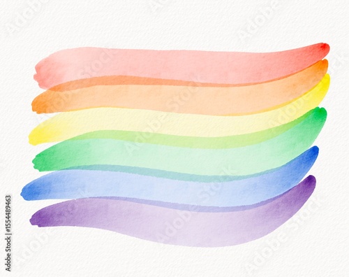 Horizontal rainbow watercolor brush strokes painted with rich saturated colors and clean modern design aesthetics