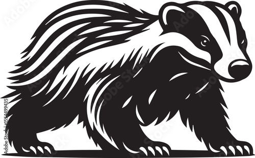 Wallpaper Mural Honey Badger Vector in black and white  Torontodigital.ca