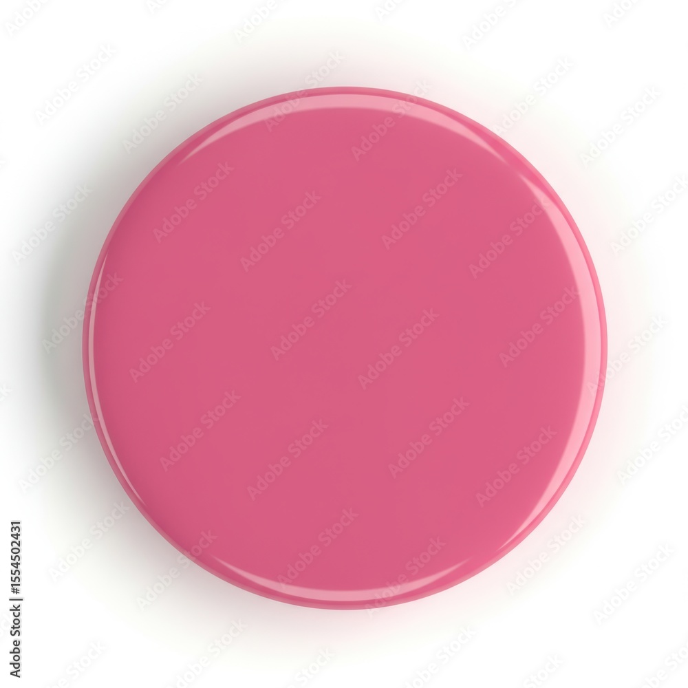 Obraz premium Pink Circular Blank Badge Button Glossy Mockup Isolated
