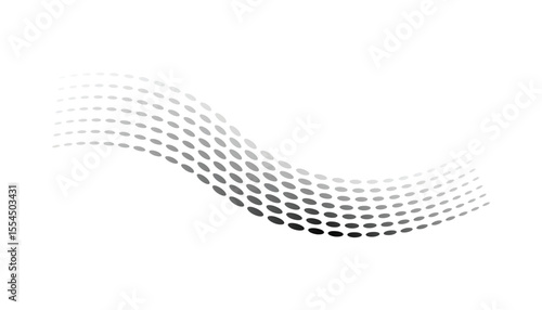 Dotted halftone waves. Flowing wavy lines pattern. Abstract liquid shapes, wave effect dotted gradient texture. Curve textures with halftone circular point isolated on white background