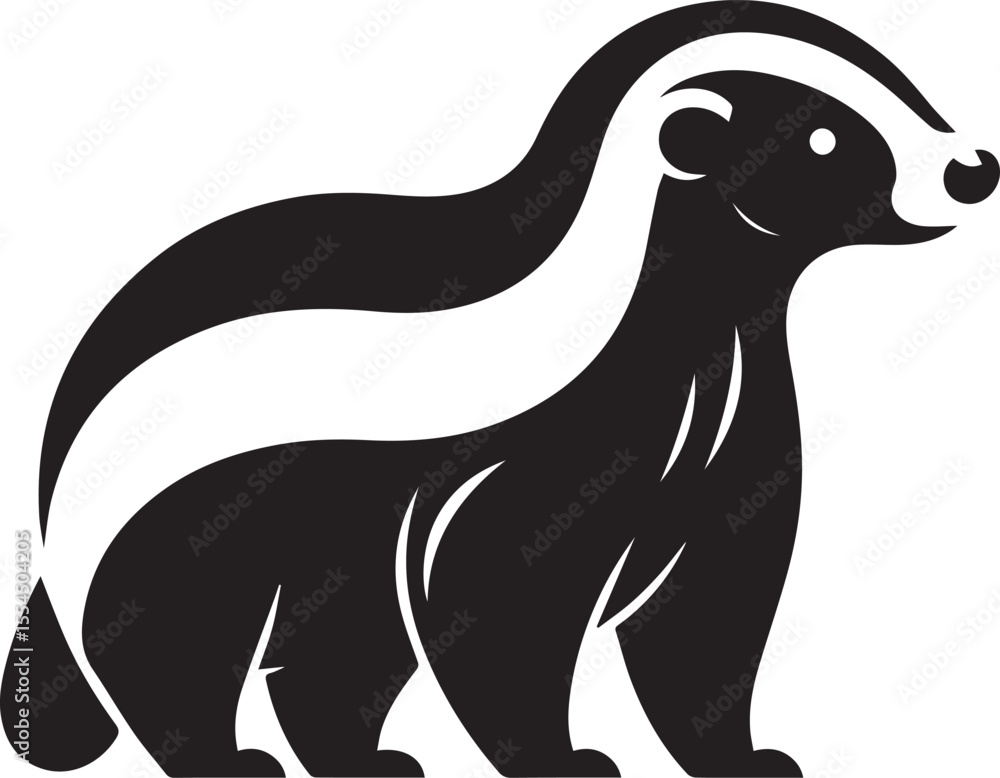 Obraz premium Honey Badger Vector in black and white 