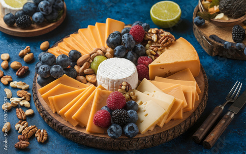 Cheese Platter with Aussie Cheddar: Selection of Australian cheeses, including sharp cheddar, served with crackers and fruit. Rich, creamy, and tangy. A gourmet treat.