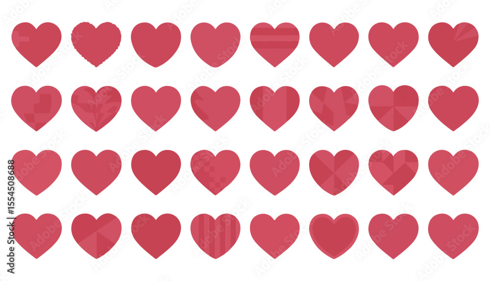 Solid Red Heart Icon Set – Love and Romance Symbols Collection Solid Red Heart Icon Set – Love and Romance Symbols Collection