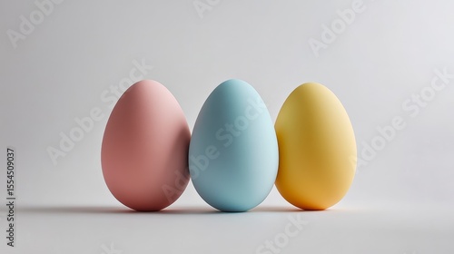 Wallpaper Mural Three pastel eggs, pink, blue, yellow, on white background. Torontodigital.ca
