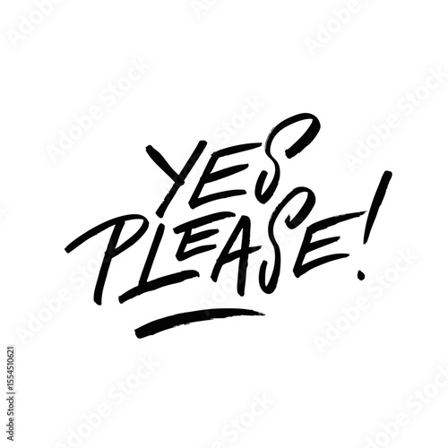 A Dynamic and Eyecatching Handwritten Graphic Design Featuring the Phrase Yes Please
