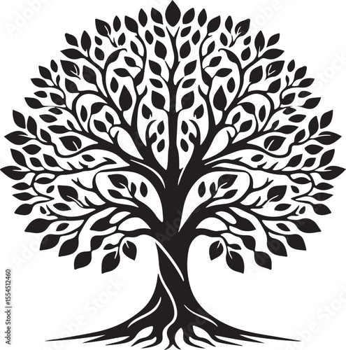 Family Tree Silhouette Vector, Roots and Branches Illustration, Genealogy Symbol Clipart, Ancestry Heritage Design, Tree of Life Art, Transparent Background