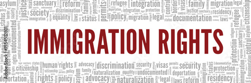 Immigration Rights word cloud conceptual design isolated on white background.