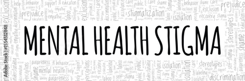 Mental Health Stigma word cloud conceptual design isolated on white background.