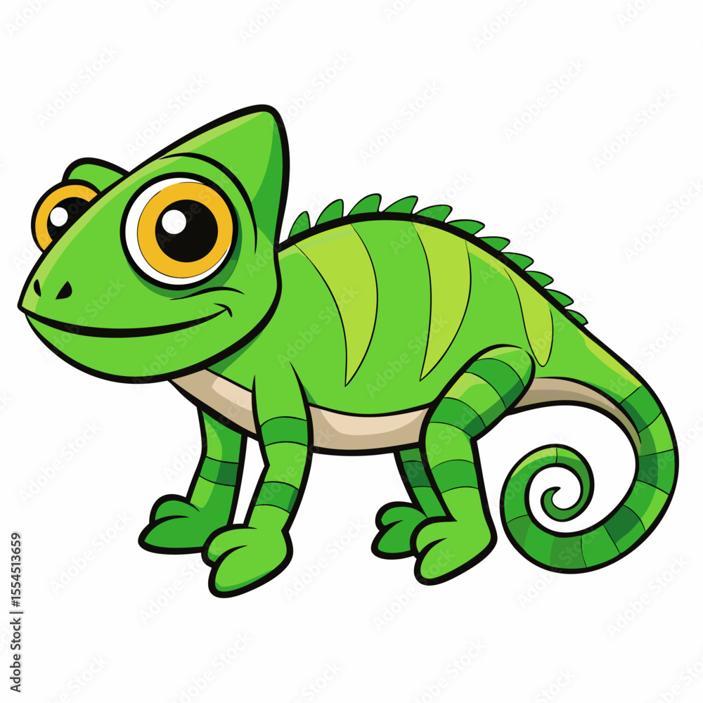 Obraz premium green chameleon cartoon