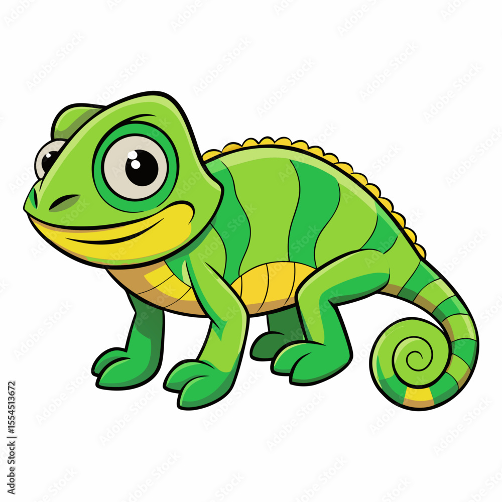Obraz premium chameleon cartoon isolated on white