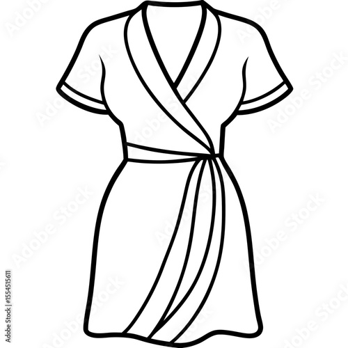 Wrap Dress line art vector