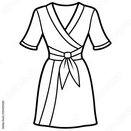 Wrap Dress line art vector