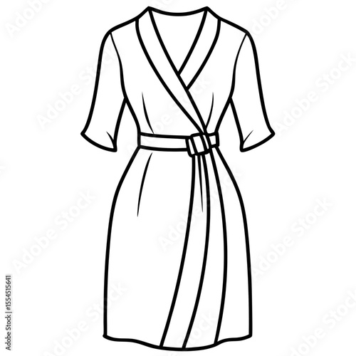 Wrap Dress line art vector