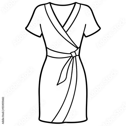 Wrap Dress line art vector