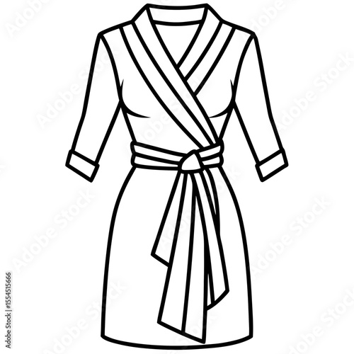 Wrap Dress line art vector
