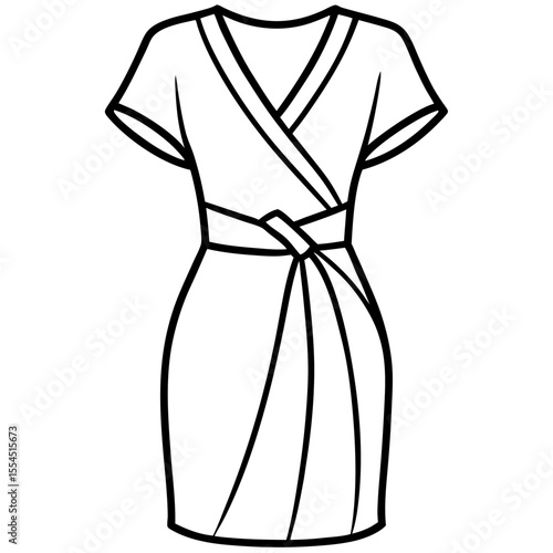 Wrap Dress line art vector