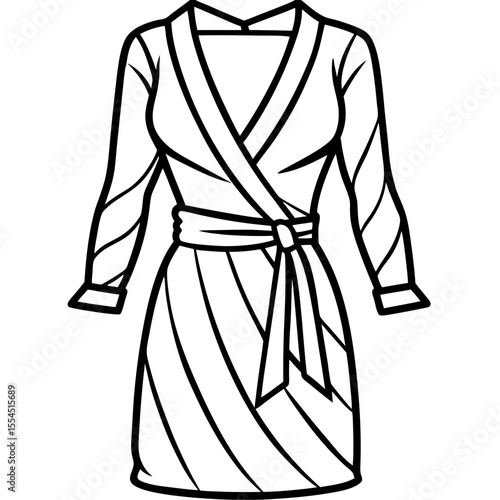 Wrap Dress line art vector