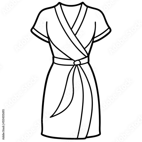Wrap Dress line art vector