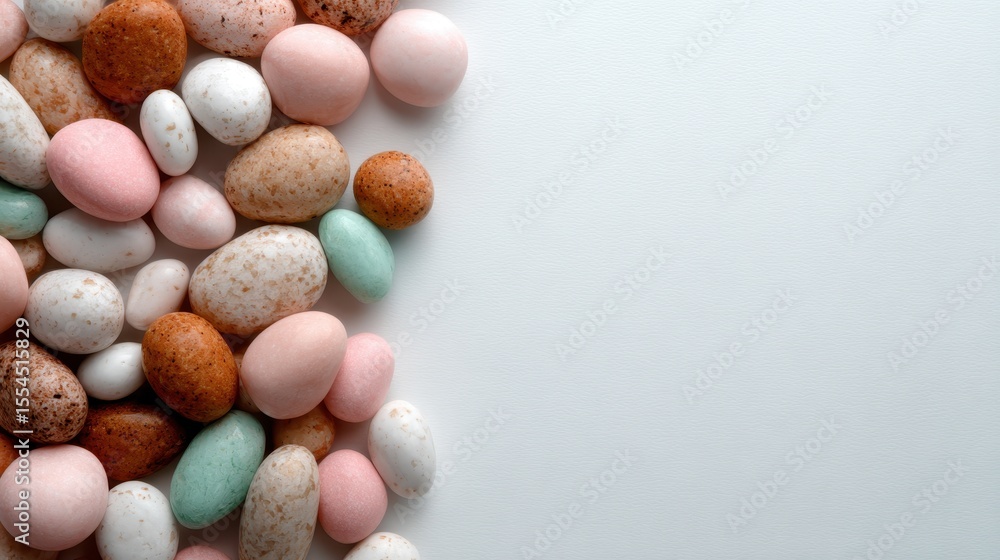 A vibrant collection of colorful Easter eggs scattered on a clean white background, symbolizing joy and the spirit of the holiday season celebrated around the world. A vibrant collection of colorful Easter eggs scattered on a clean white background, symbolizing joy and the spirit of the holiday season celebrated around the world.