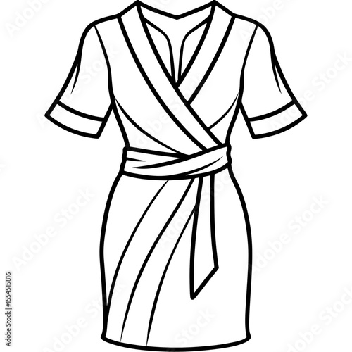 Wrap Dress line art vector
