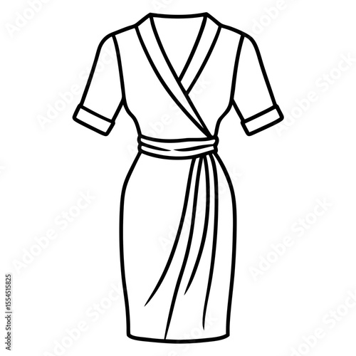 Wrap Dress line art vector