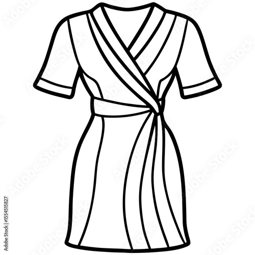 Wrap Dress line art vector
