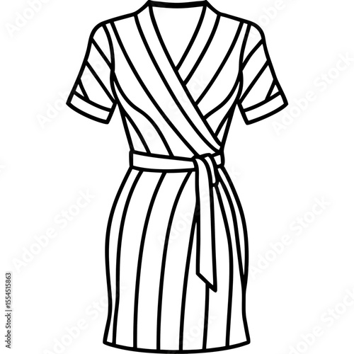 Wrap Dress line art vector