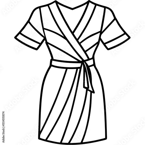 Wrap Dress line art vector