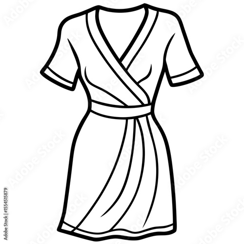 Wrap Dress line art vector