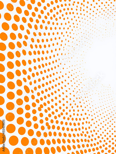 Abstract orange dots pattern fading into white background with perspective