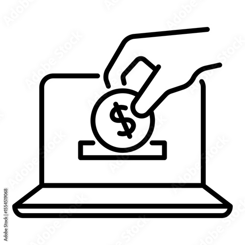 Online donation icon. Symbolizes financial support, nonprofit fundraising, and accessible charity through technology.