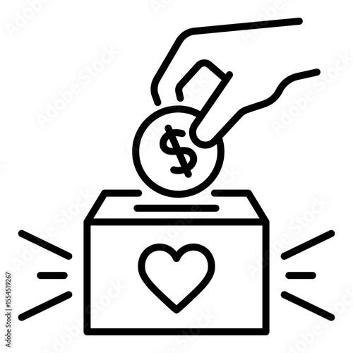 Conceptual icon of charitable funding and financial generosity. Symbolizes donations, fundraising, compassionate giving, and monetary support for causes.