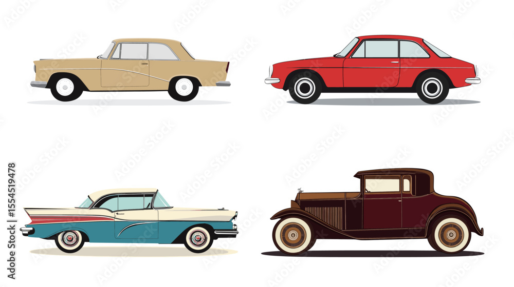 Fototapeta premium Silhouette of a retro vintage old car in classic style, featuring bold contours and nostalgic design elements, ideal for automotive-themed projects, historical illustrations, retro branding