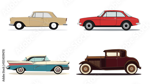 Silhouette of a retro vintage old car in classic style, featuring bold contours and nostalgic design elements, ideal for automotive-themed projects, historical illustrations, retro branding