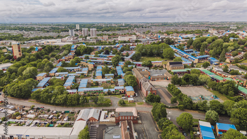 Obraz na płótnie Newcastle upon Tyne UK: 24th May 2025: Aerial view of Byker
