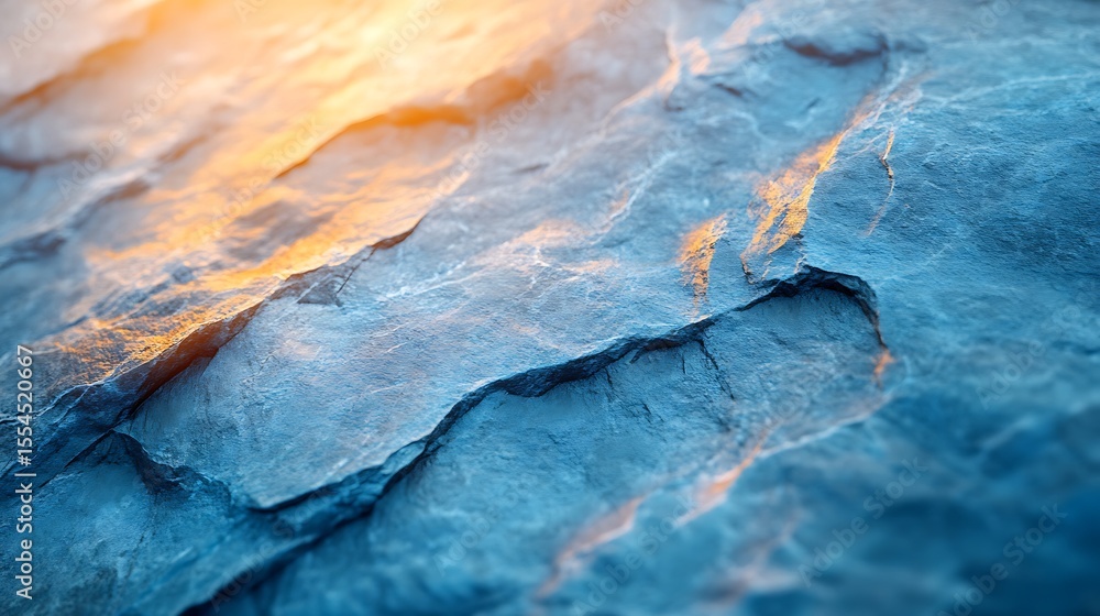 Fototapeta premium Abstract stone texture with blue and orange light with nature background.