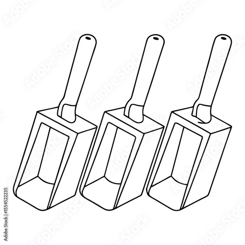 three plastic scoops for bulk goods, for grocery store infographic