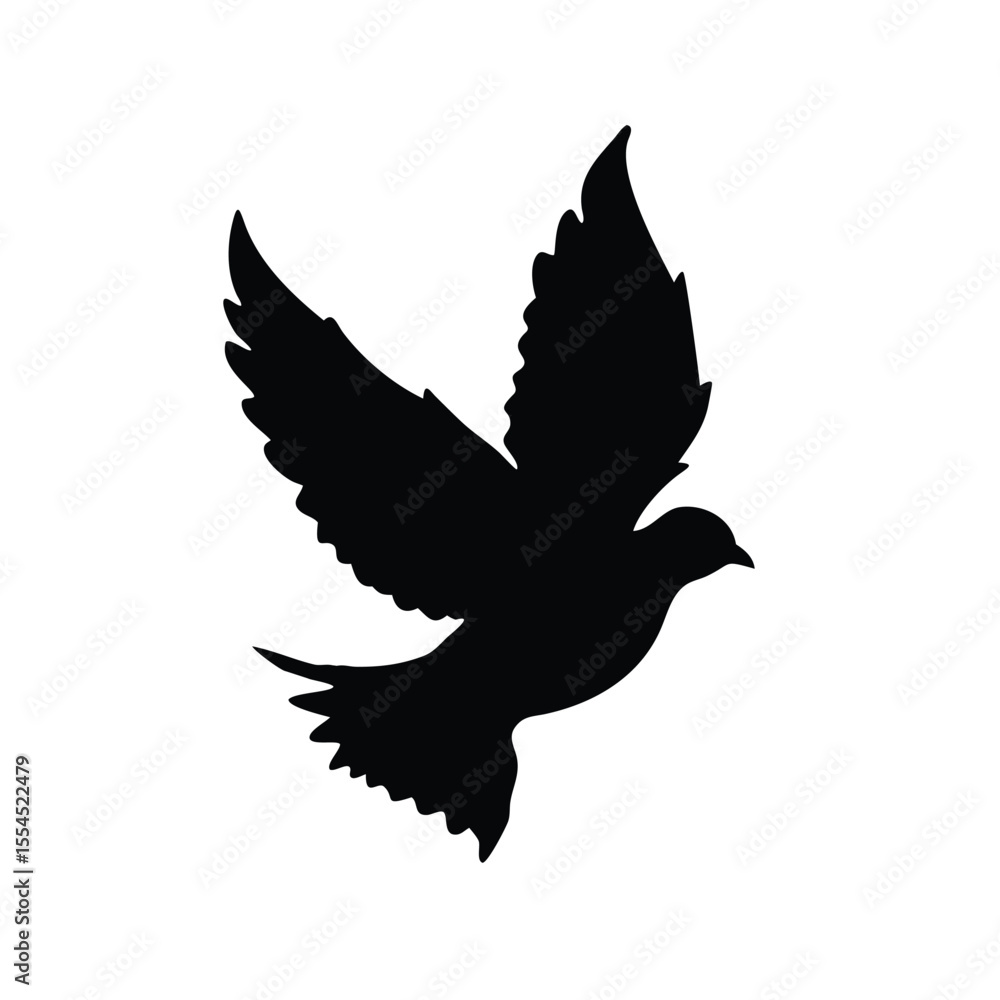 Obraz premium Flying Dove Bird Silhouette Vector . Peace Symbol Vector Icon.