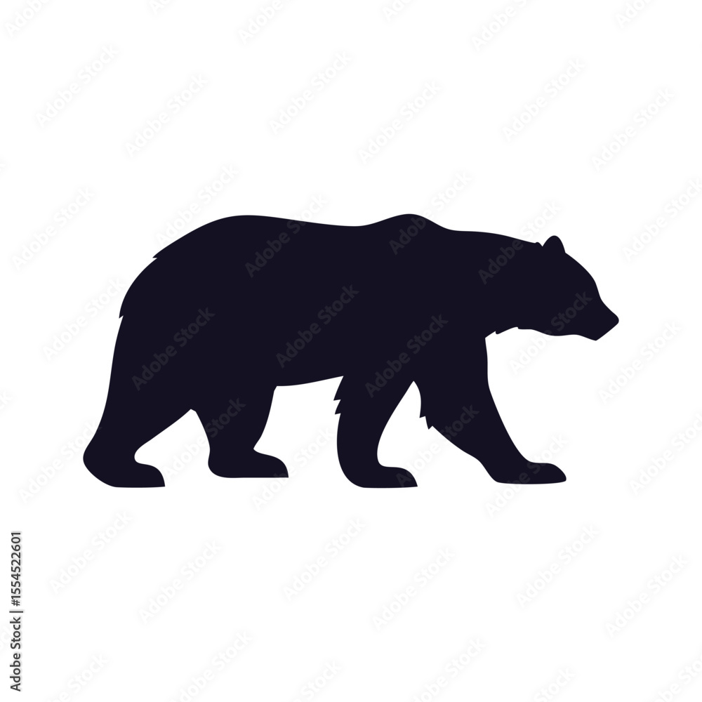 Fototapeta premium Grizzly Bear Walking Silhouette Vector Icon Graphic.