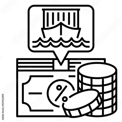 Import duty outline style icon