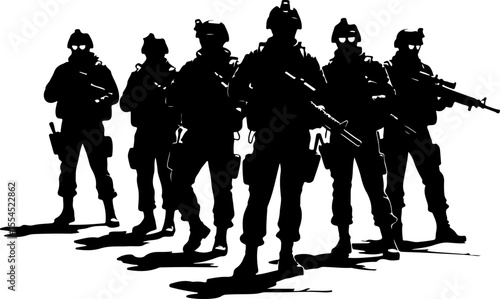 soldiers, military, army, advance, uphill, climb,  vector bundle